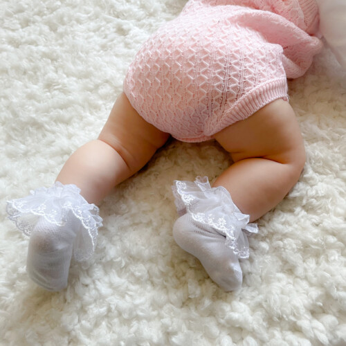 Chaussettes en dentelle pour bébé, blanches