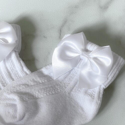 Chaussettes à nœud pour bébé blanches