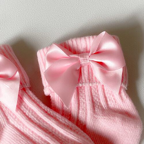 Chaussettes bébé à nœud rose