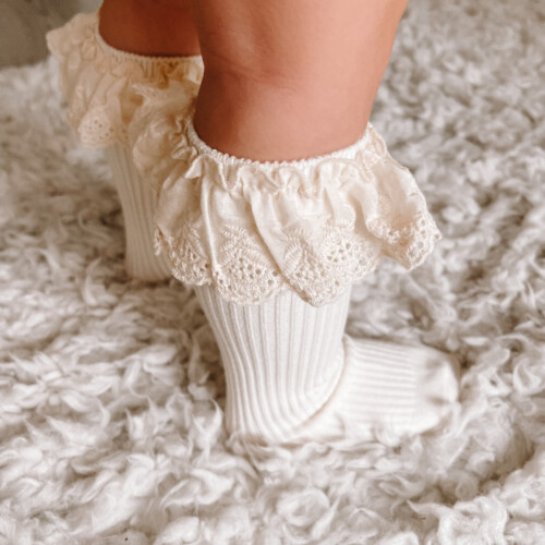 Onesize Lace Knee Socks beige