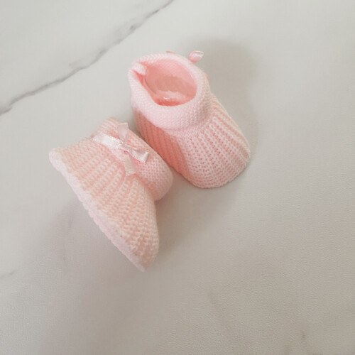 Newborn Knit Booties Little Bow pink